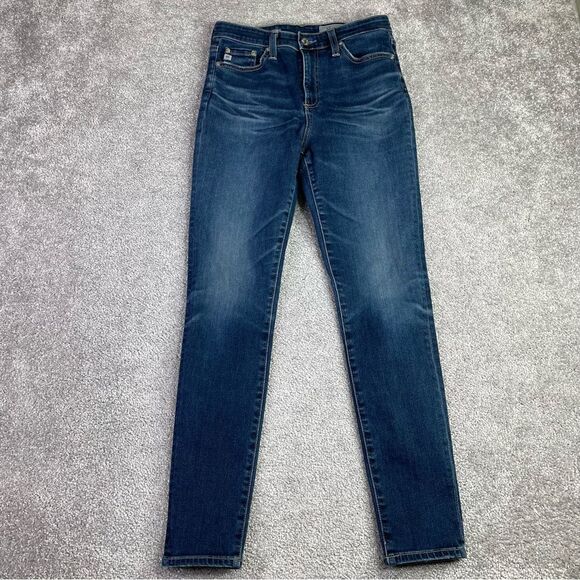Ag Adriano Goldschmied Mila Jeans Women’s 27 Blue Skinny Ankle High Rise Dark - Picture 1 of 13